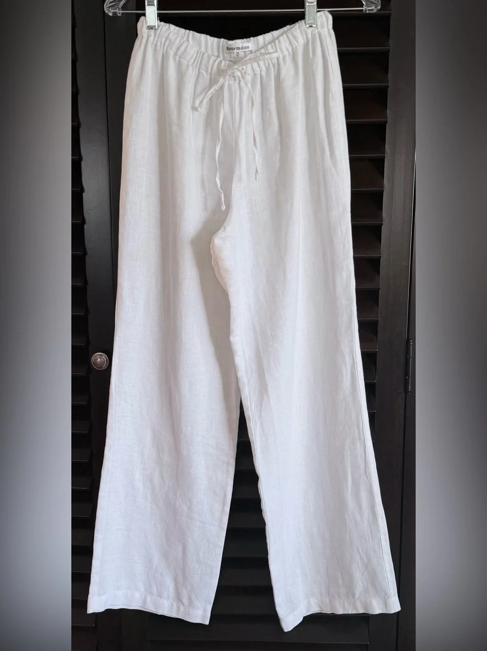 NWOT Reformation Olina 100% Linen Drawstring Pants in White | Size XS